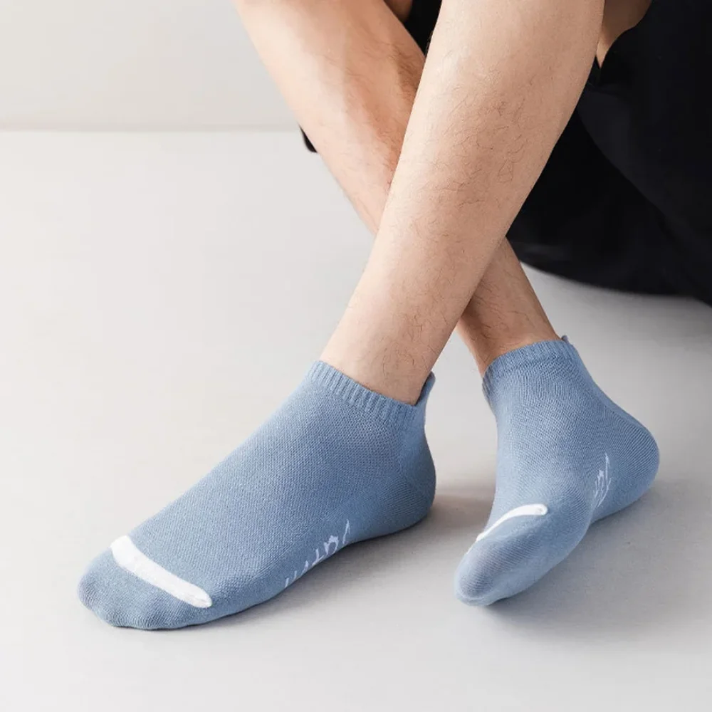 5 Pairs Men's Summer Cotton Socks Short Thin Casual Mesh Breathable Boat Socks Fashion Comfortable Street Style Gift