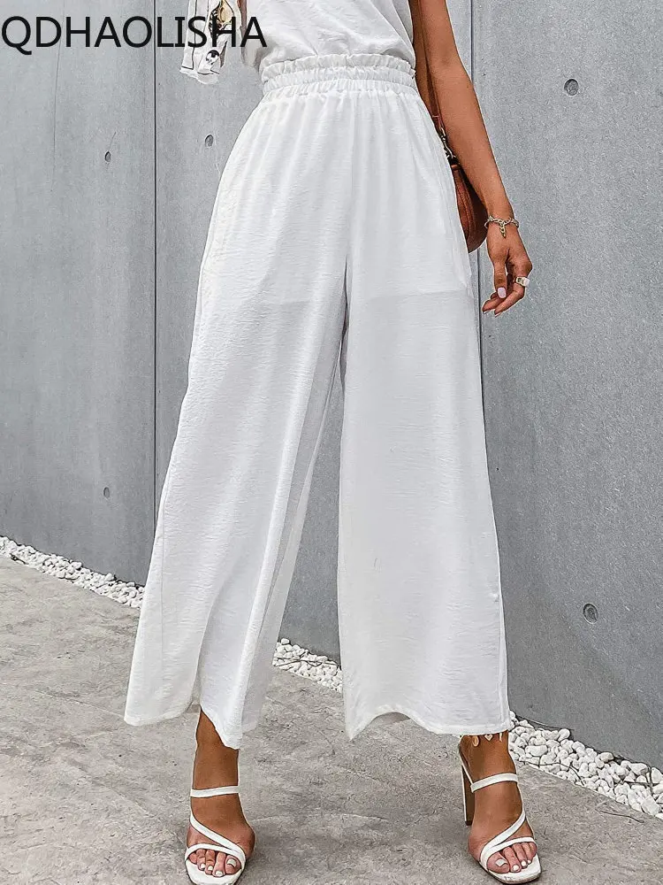 

Summer Women Pants Cotton High Waist Srtaight Trousers Streetwear Casual Loose White Wide Leg Pants for Women 2023 Spring New