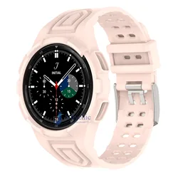 Transparent Silicone Case & Strap for Galaxy Watch - Sport Bracelet Accessories (Pink)