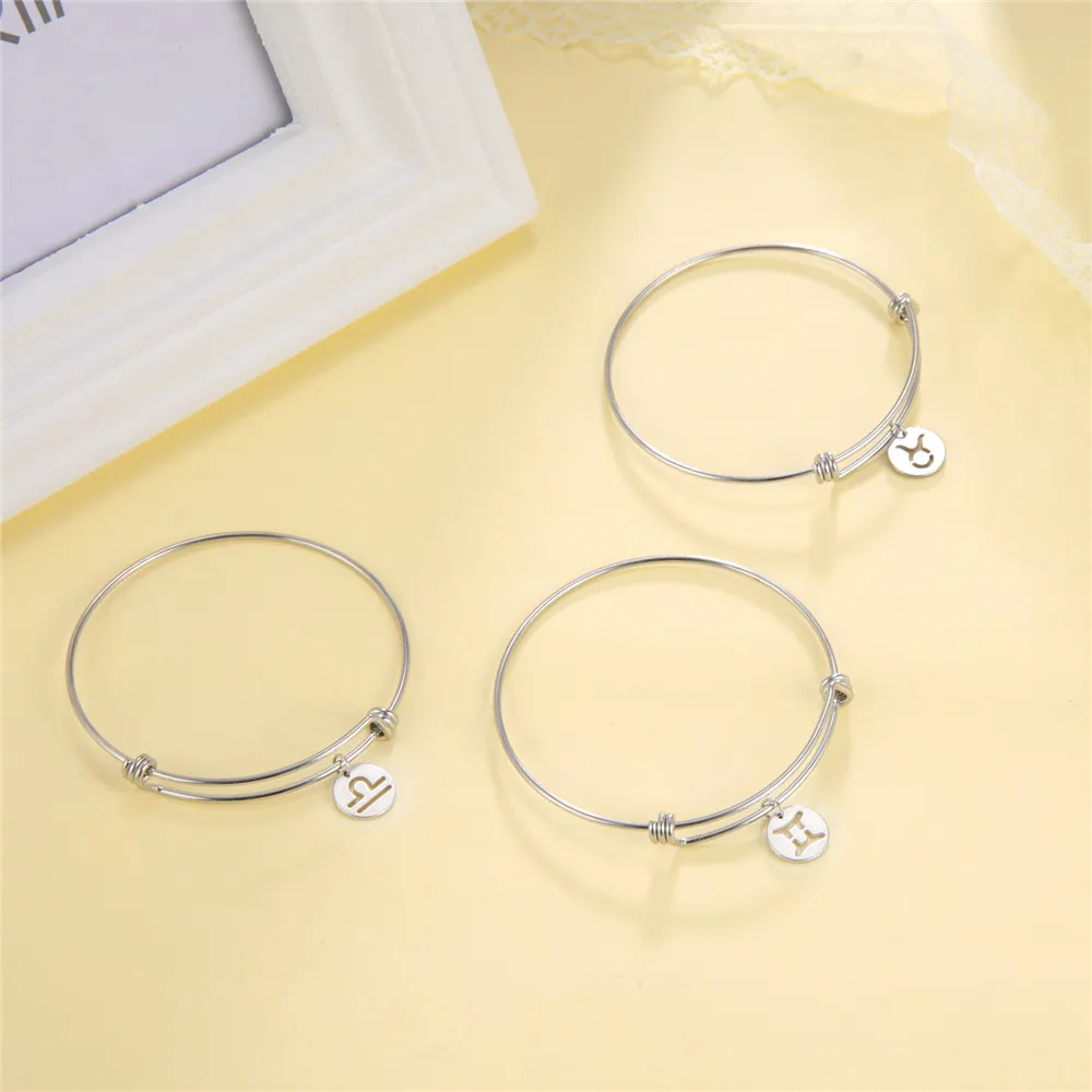 Skyrim Sternzeichen-Armband für Damen, modisch, Edelstahl, Sternbild, Schütze, Widder, Stier, Löwe, Jungfrau, Fische, Armreif, Schmuck – Detail 6