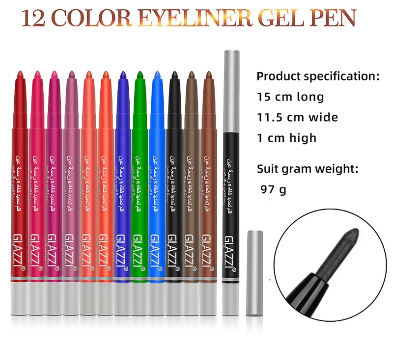 

12 Colorful Eyeliner Pen Eyes Makeup White Pink Waterproof Liquid Color Eye Liner Pencil Matte Purple Pen Make Up Cosmetics