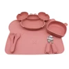 Baby Dinner Plate Compartment Plate Suction Cup with Bear Placemat Bear Bowl Children's Supplementary Tableware 6