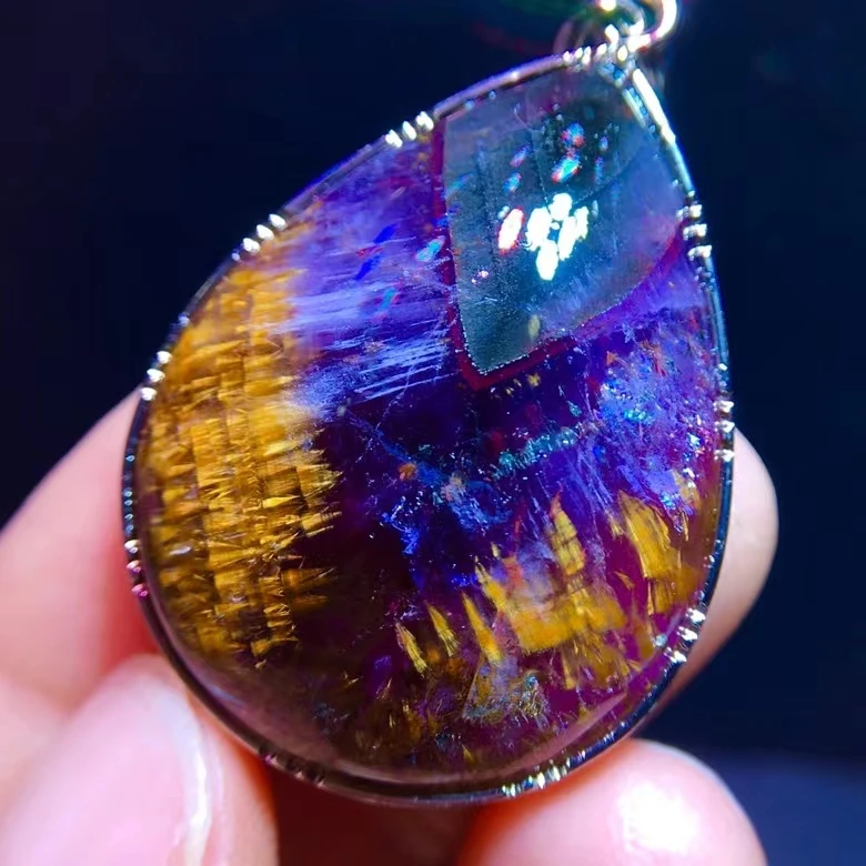 

Natural Cacoxenite Auralite 23 Pendant Eye Water Drop Gold Rutilated Quartz Beads 33/25/10mm Jewelry AAAAA