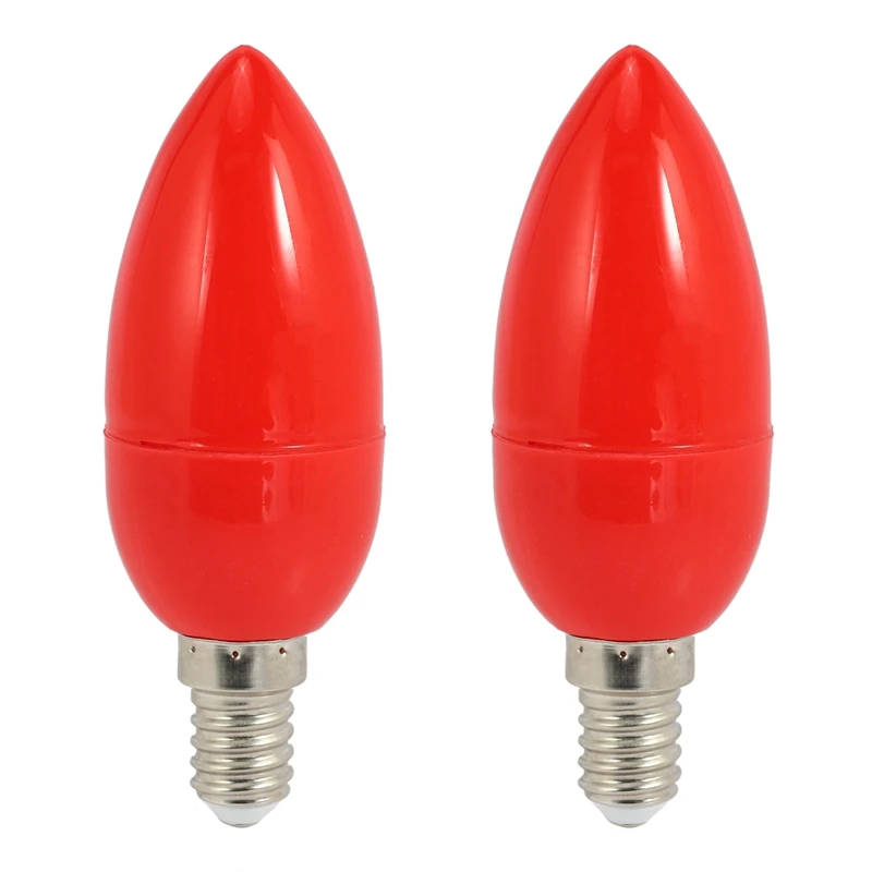 2X Led Candle Light Lampadine A Candela Red Fortune Lamp God Lights Luci A Candela A Risparmio Energetico, E14