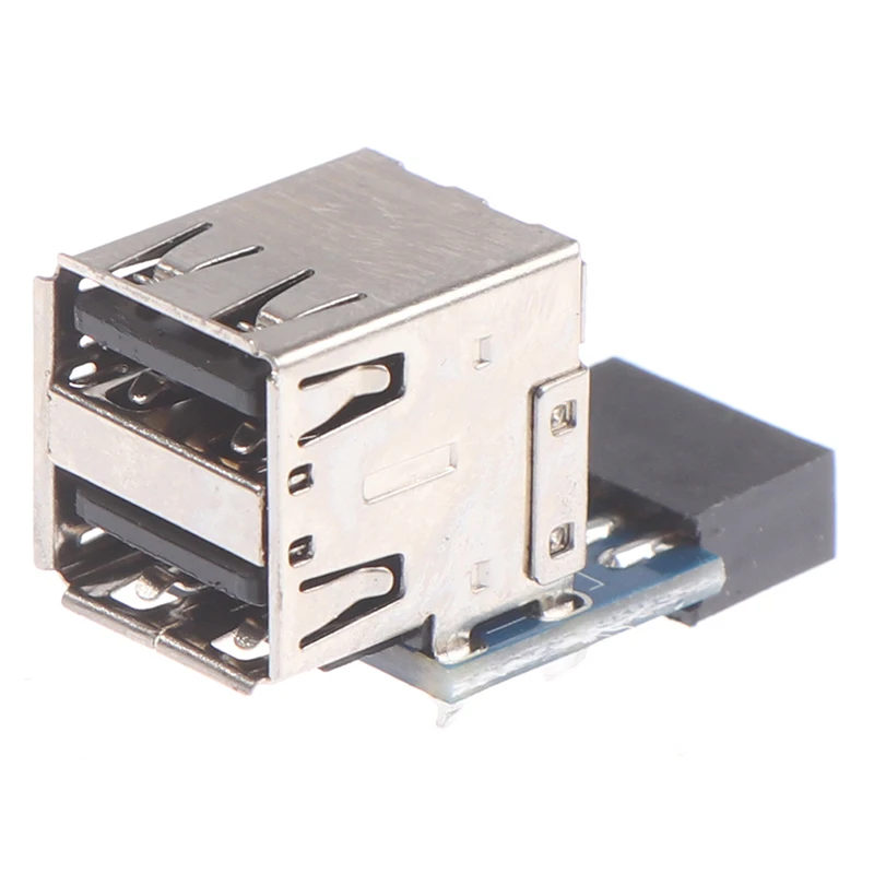 【C】1Pcs 9핀 마더보드-듀얼 USB 2.0 커넥터 블랙 마더보드-2 포트 USB 2.0 A 암형 내부 헤더 어댑터 15g