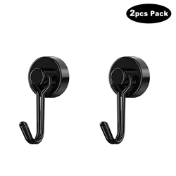 Durable Black Magnetic Hooks for Home and Kitchen Organization (M00119 2pcs)