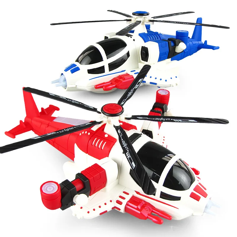 Electric Rotating Airplane Toy Helicopter Model With Light Music Automatic Deformation Toys for Kids Children Gifts