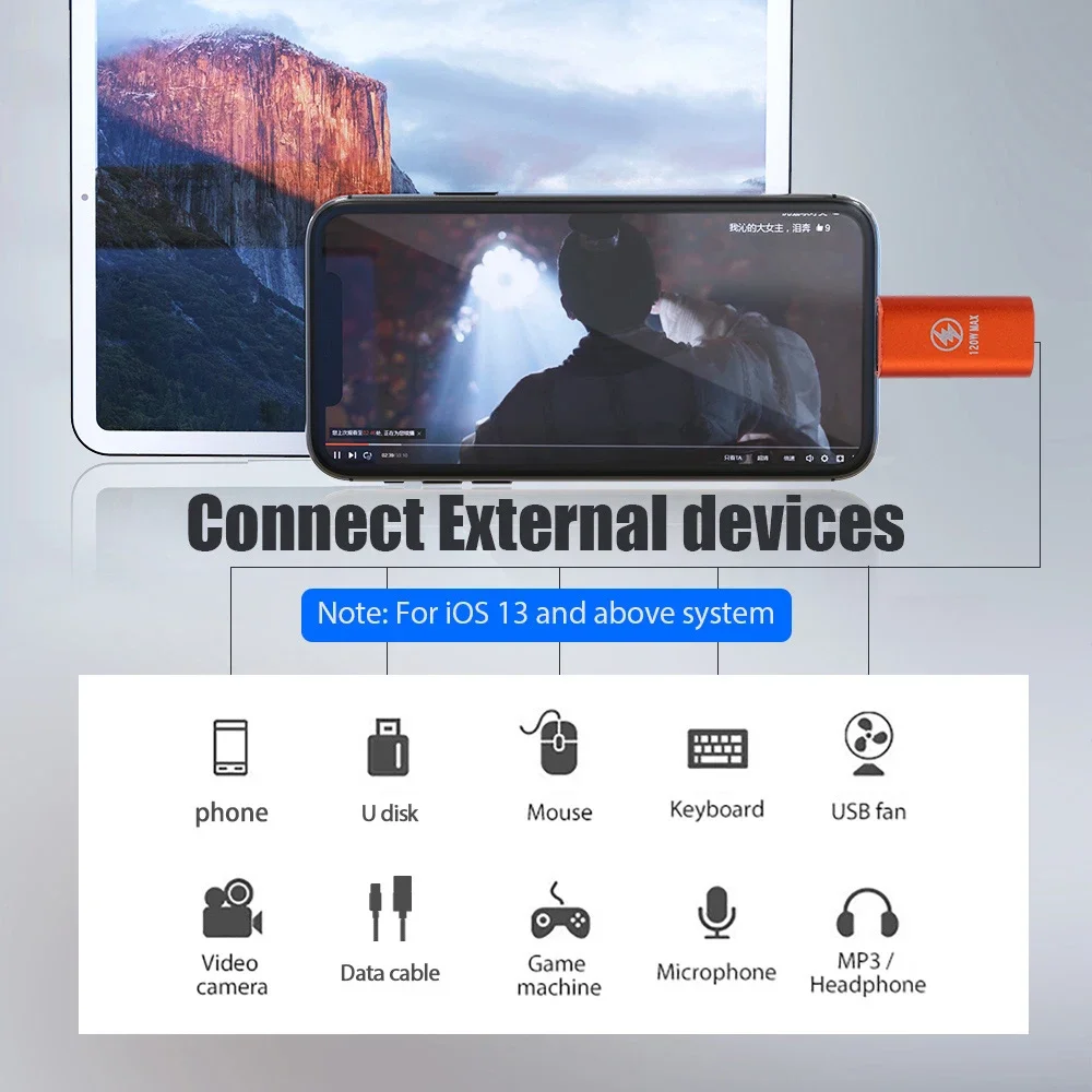 1-3Pcs Type C Adapter PD 120W IOS Lightniing Female To USB C Male Fast Charging Converter For iPhone 15 14 13 iPad Pro Samsung, usb to type c adapter,type c adapter,charging adapter cable kit,charging cable adapter,lightning to usb c adapter,ios to type c adapter
