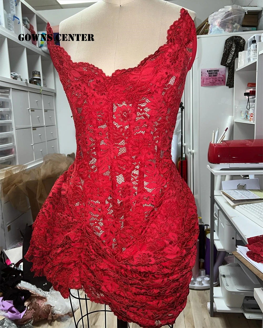 

Deja Red Lace Corset Luxury Prom Dress 2024 Black Girls Mermaid Mini Birathday Dresses Sexy Wedding Part Dress See Thru African
