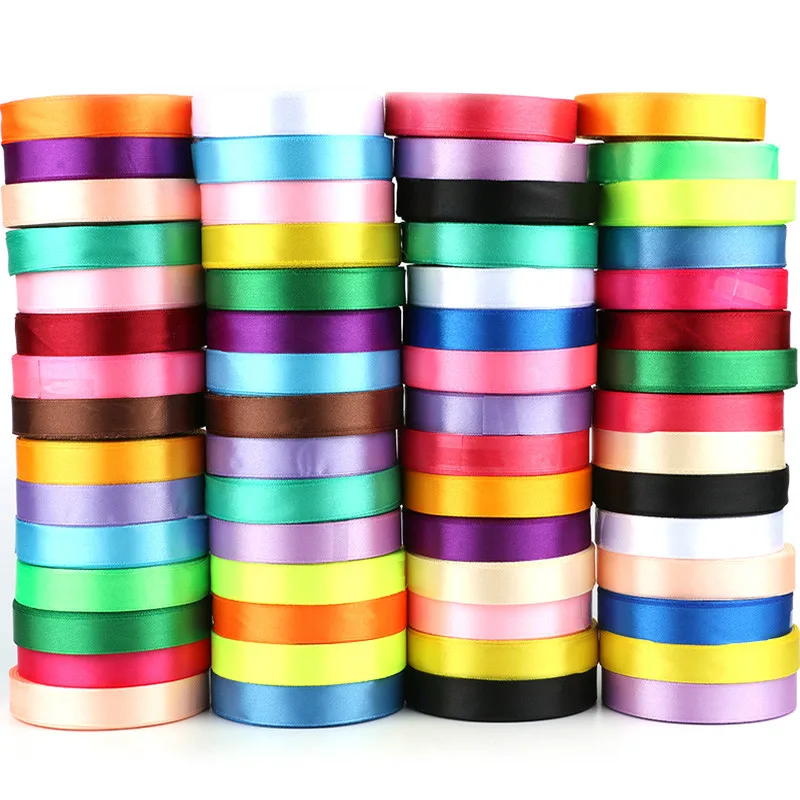 22Meter/Roll 1cm Silk Satin Ribbons Wedding party Decorative Gift Wrapping Accessories DIY Handmade Crafts Cake packaging