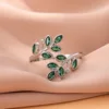 Wedding Anniversary Fashion 925 Sterling Silver Emerald Fine Jewelry Open Rings For Women Bague LR294 1