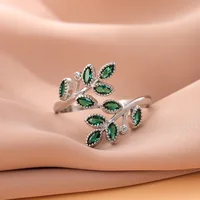 Wedding Anniversary Fashion 925 Sterling Silver Emerald Fine Jewelry Open Rings For Women Bague LR294 1