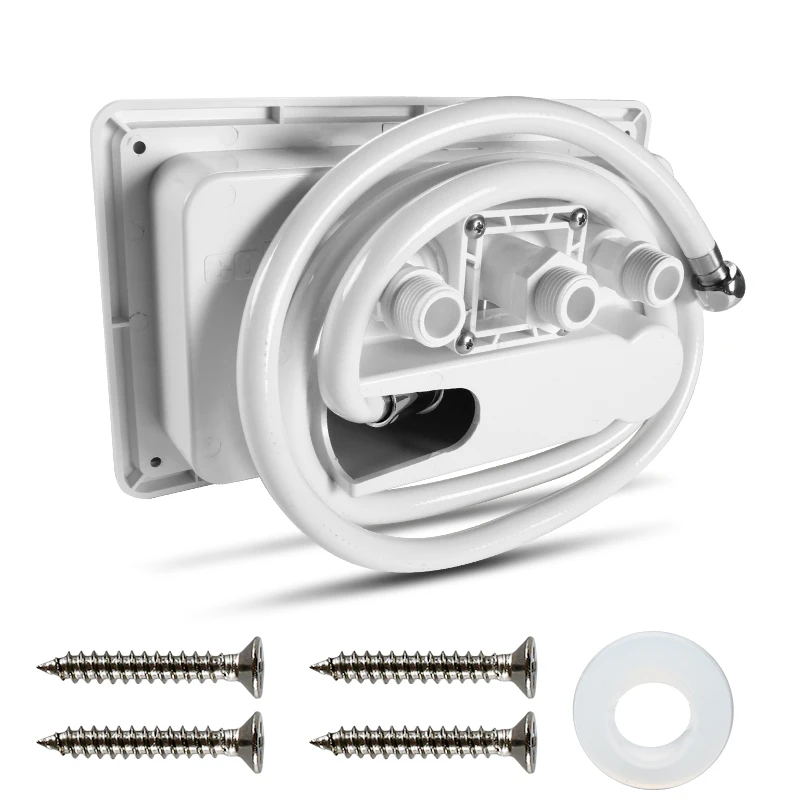 TYTXRV Exterior White Shower Box With lock 1.5M White hose Water saving nozzle apply to Caravan Motorhome Camper accessories
