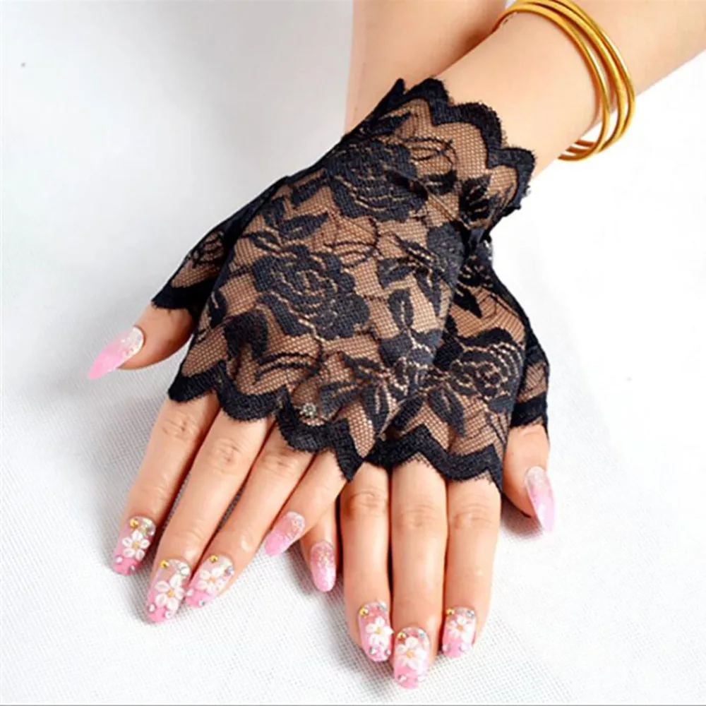 Gants femme sans doigts dentelle sexy pêche - Gants chauffants maille pour pêche en hiver