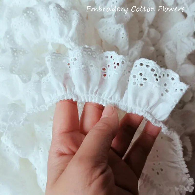 Lace Fabric Lace Ribbon Lace Sewing Supplies Lace Sewing Accessories 4CM Wide Luxury White cotton Embroidery Lace Fabric DIY applique collar trim ribbon Sewing guipure wedding cloth Womens dresses