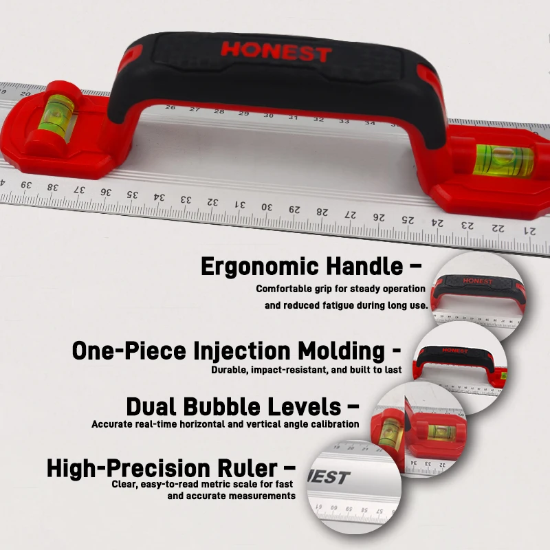600mm/800mm High Precision Level Ruler Aluminum alloy Rule spirit level bi-color handle Measuring Tool
