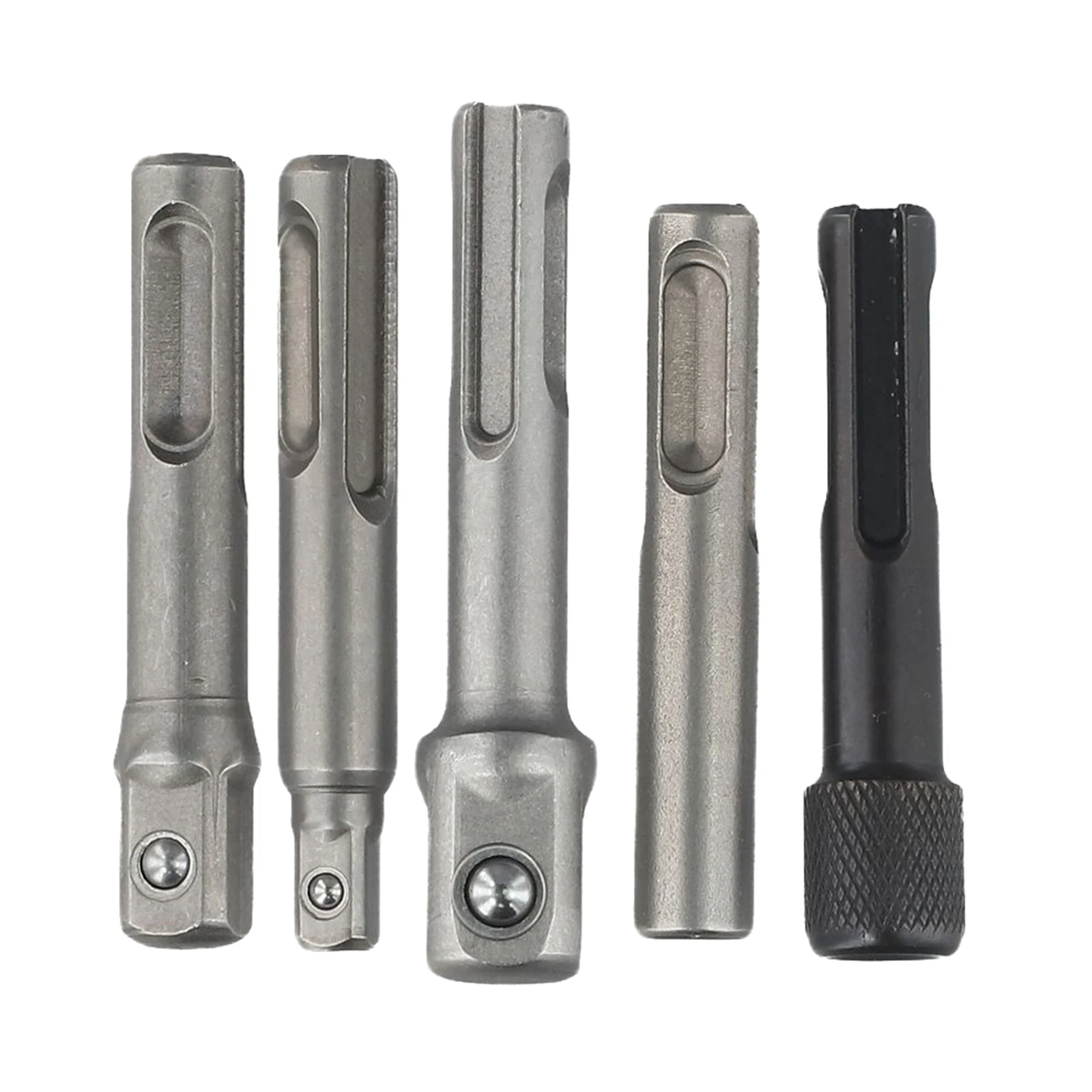 

SDS Plus Socket Driver Drill Bit Hex Shank Chuck Adapter 5pcs Set Spring Loaded Ball Bearing Securely Holds Sockets