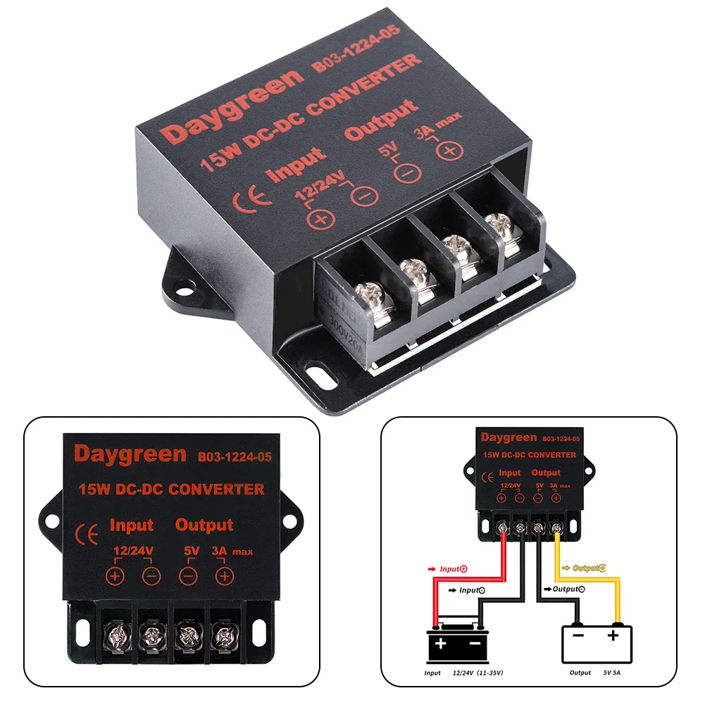 내구성 DC 컨버터 컨버터, LED 전원 스텝 다운 전원 전압 조정기, 1 개, 63*53*20mm, DC 12V 24V  DC5V