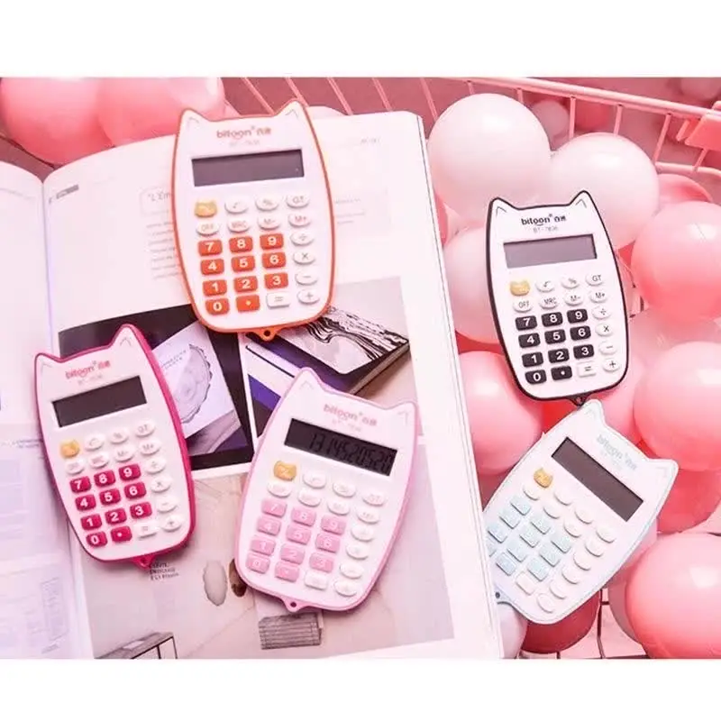Calcolatrice A Forma Di Gattino Con Display LED 12 Cifre – Portatile Per Studenti E Ufficio, Colori Disponibili
