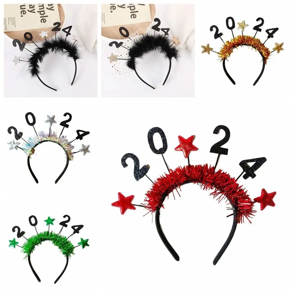 

2024 Новогодняя повязка на голову для рождественской активности, аксессуары для взрослых и детей с блестками