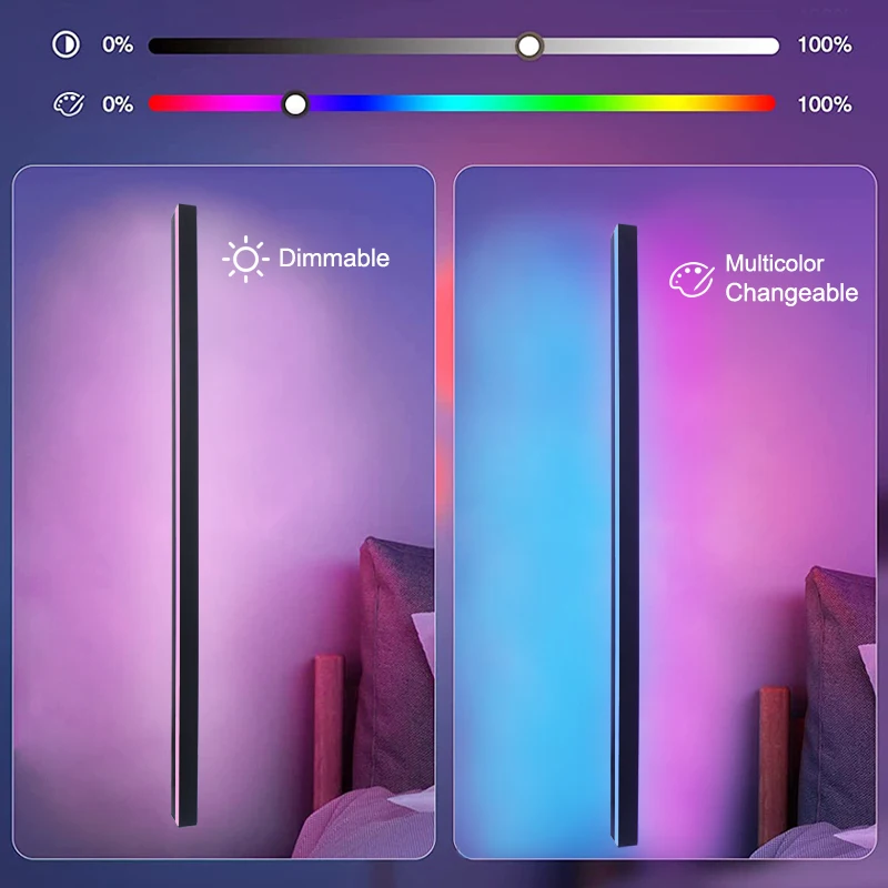 120CM 150CM RGB LED Long Wall Lamp Smart Remote APP Control Music Smart Modern Mood Lamp Bedroom Living Room Bar Home Decor 6