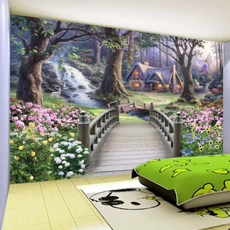 Custom 3D Murals Natural Scenery Oil Painting Wall Paper Moisture-Proof Eco-Friendly Papel De Parede Living Room Background Wall 5 1pcs hangable wardrobe moldproof moisture proof dehumidification bag moisture absorbing bag closet dehumidizer eco friendly