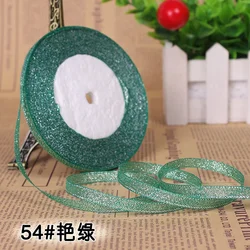 Metallic Glitter Ribbon for Gift Wrapping and DIY Crafts - Gold & Silver, 6mm, 25 Yards (54 Blue Green)