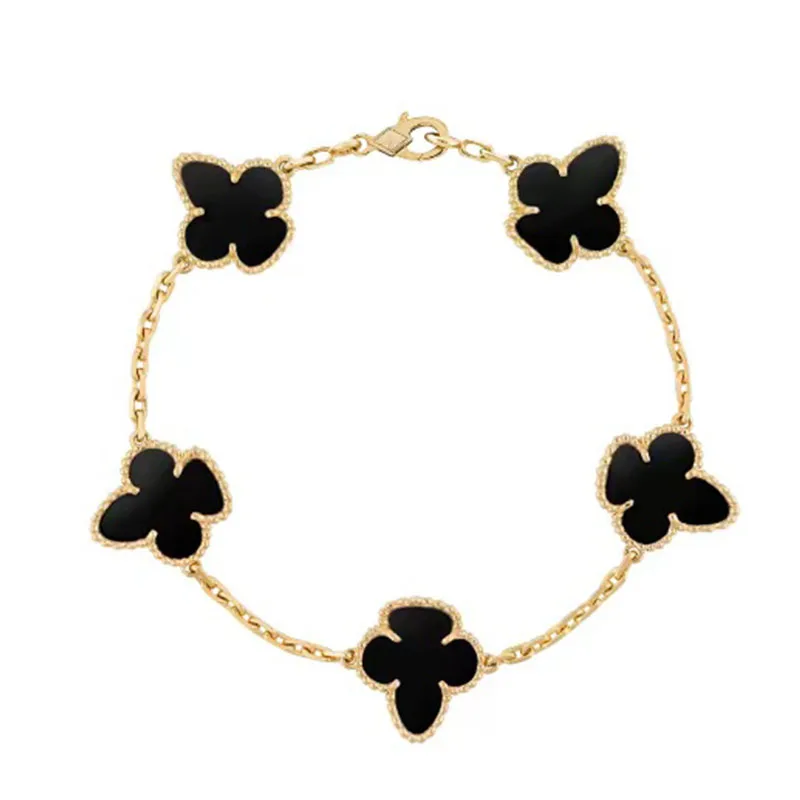 

2024 Four Leaf Clover 18K Gold Bracelet for Couple Women Moissanite Jewelry Korean Birthday Luxury Brand High Quality New In