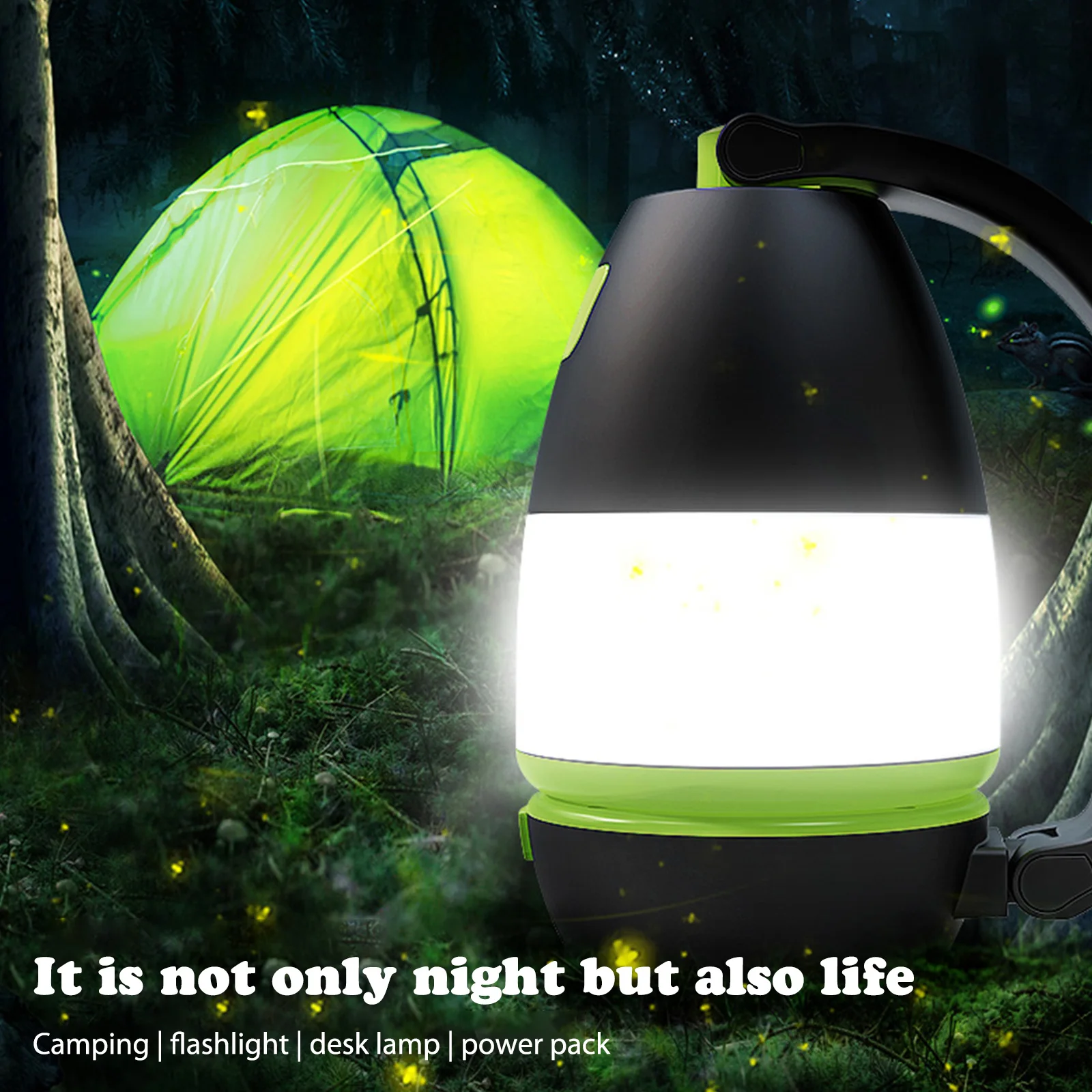 LED Camping Light 3 in1 Flashlight Table Desk Lamp Emergency Lights USB Rechargeable Waterproof Foldable Tent Lamp Outdoor Power