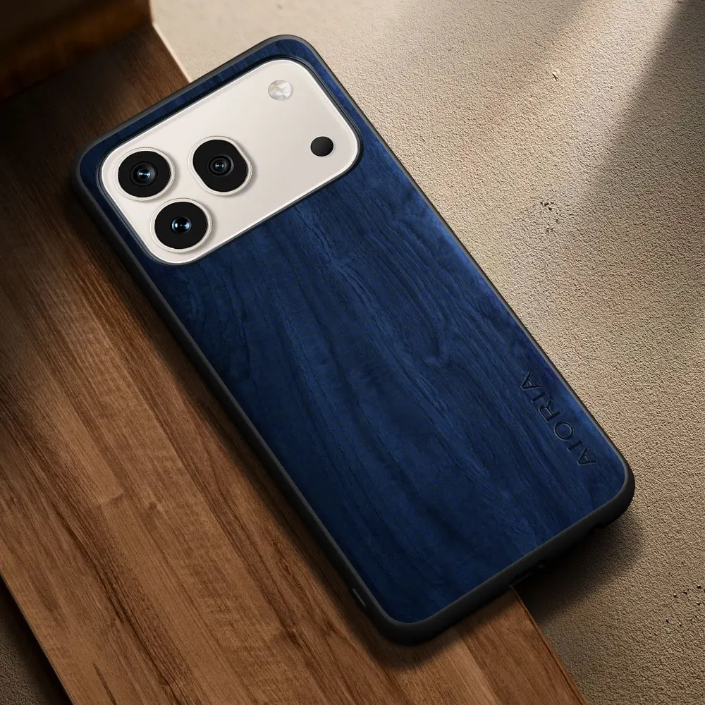 Elegant Wooden Pattern PU Leather Phone Case Cover