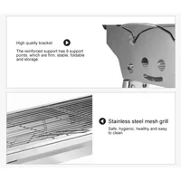 Stainless Steel Charcoal Grill Barbecue Tool Portable Free Installation Handle Folding  BBQ Cooking Grid  For  Park 4