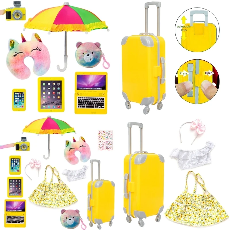 

Fashionable Joint Girl Travel Luggage and Floral Dress for 18inch Girl DropShipping