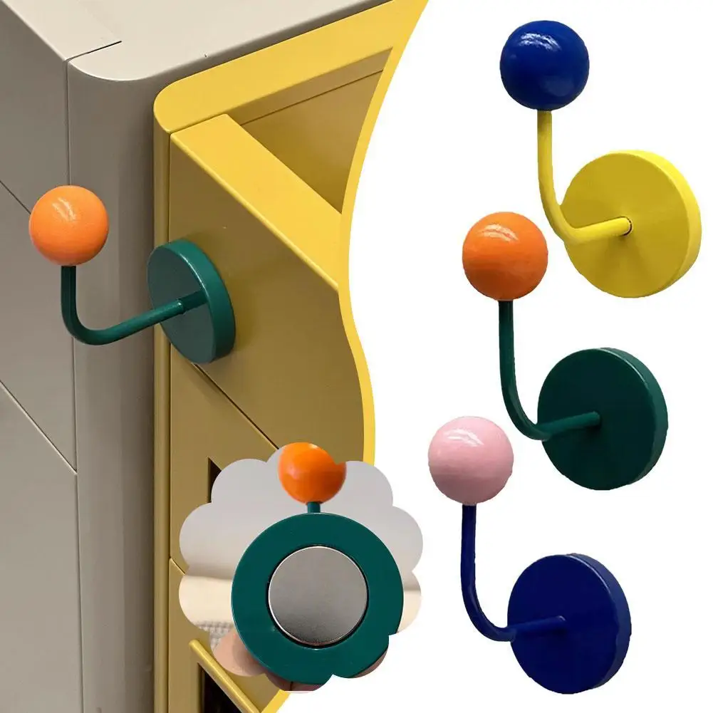

Magnetic Hooks Strong No-punch Bathroom Hooks Colourful Ball Magnets Fridge No-trace Suction Iron Magnetic Hooks For Home Office