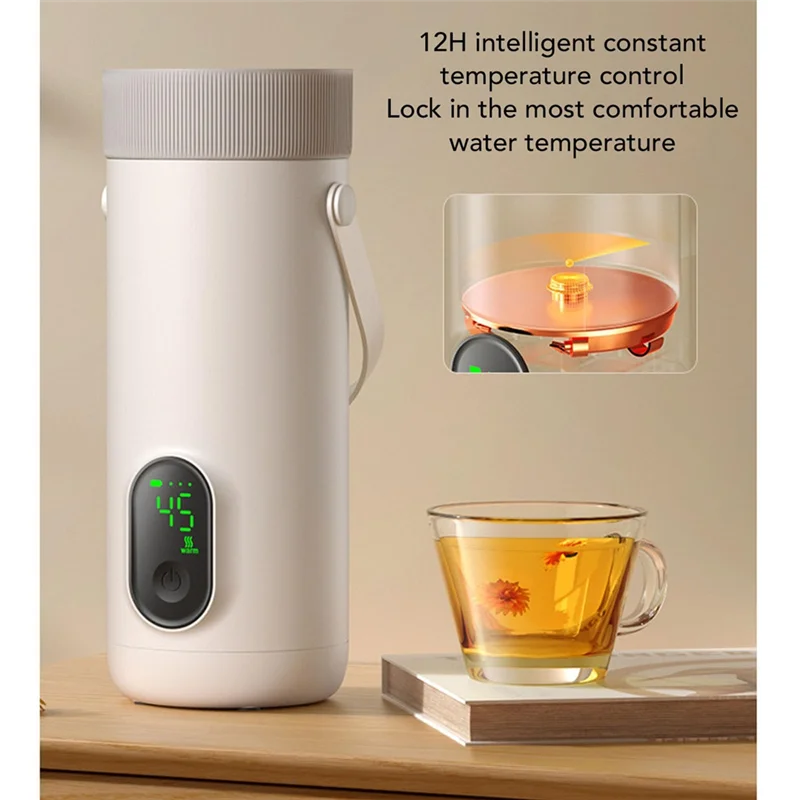 AD24 Portable Small Travel Electric Kettle, Boiler 350Ml Fast Boiling Water, 27000Mah Rechargeable Coffee Tea Heater 4