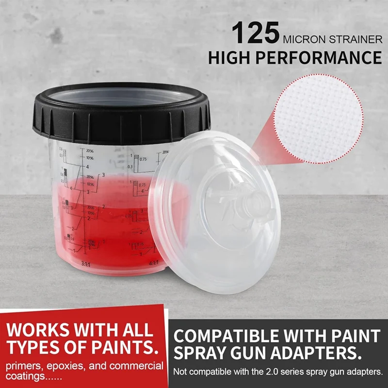 Spray Cup Spray Guncup Liner And Lid System 20 Paint Cup Set Kit 20 Oz (600 Ml) Set
