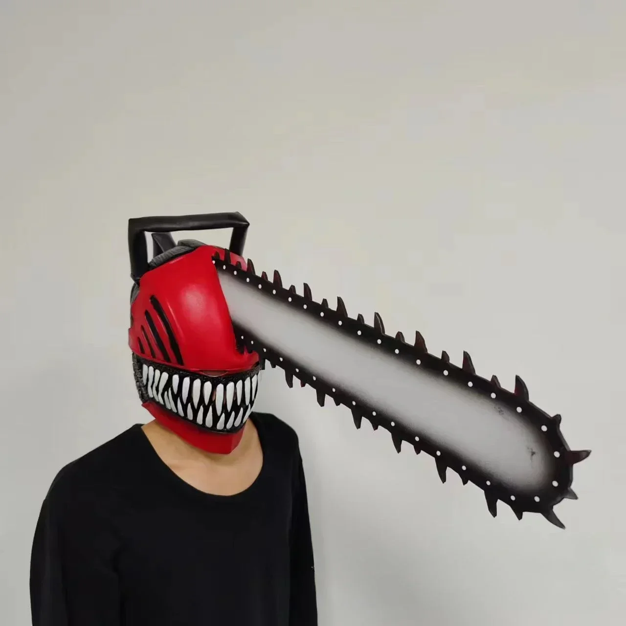 Kettensäge Kopf Abdeckung Erschreckende Maske Elektrische Säge Masken Elektrische Säge Cosplay Kostüm Requisiten Latex Elektrische Säge Kopf Cos Spielzeug – Detail 12