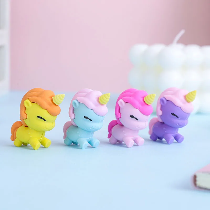 48 Pz/Lotto Creative Unicorn Pencil Eraser Cute Writing Drawing Gomma Pencil Gomme Da Cancellare Cancelleria Regali Materiale Scolastico