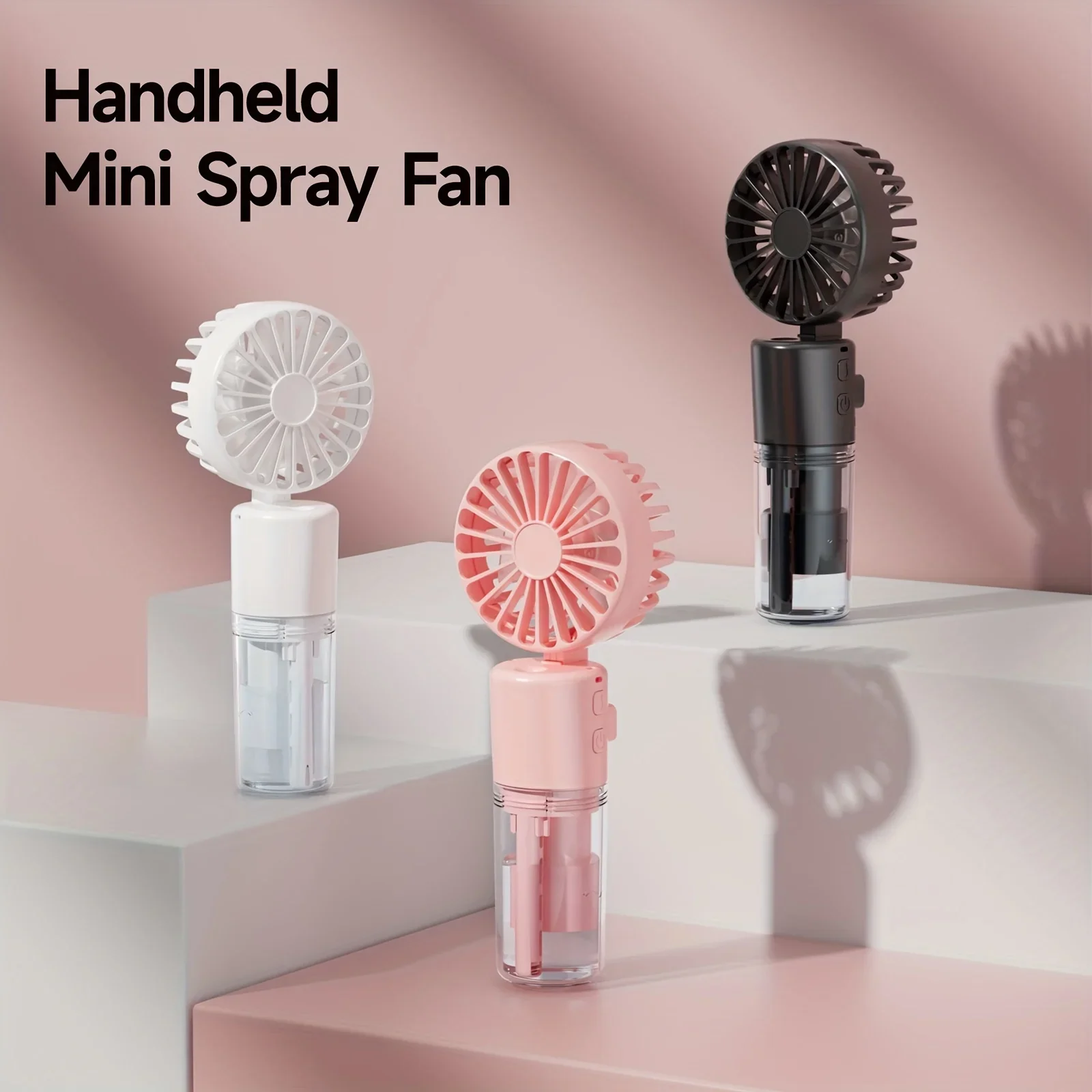 One spray fan, 4-gear adjustment, mini foldable handheld fan with spray, USB rechargeable outdoor travel cooling and comfortable