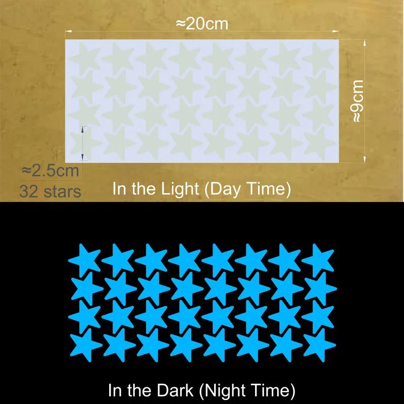Vibrant Glowing Star Stickers for Kids' Rooms - Ceiling & Wall Decor