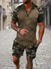 Summer Luxury Pattern 3D Print Men's Tracksuit Set Casual Zipper Polo Shirt And Shorts 2pcs Sets Fashion Streetwear Man Cloth 2