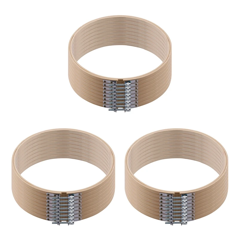 24 Pieces 8 Inch Wooden Round Embroidery Hoops Adjustable Bamboo Circle Cross Stitch Hoop Ring Bulk