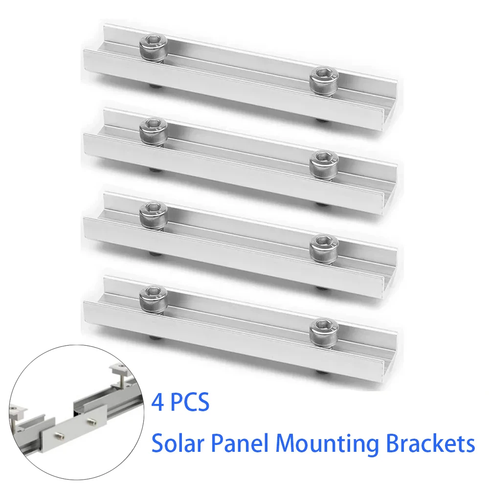 Solar Panel Mounting Set Solar Panel Mounting Bracket Photovoltaic Panel Support Rail Connector Splice Kit Aluminum Alloy PV Rails Connecting Mount