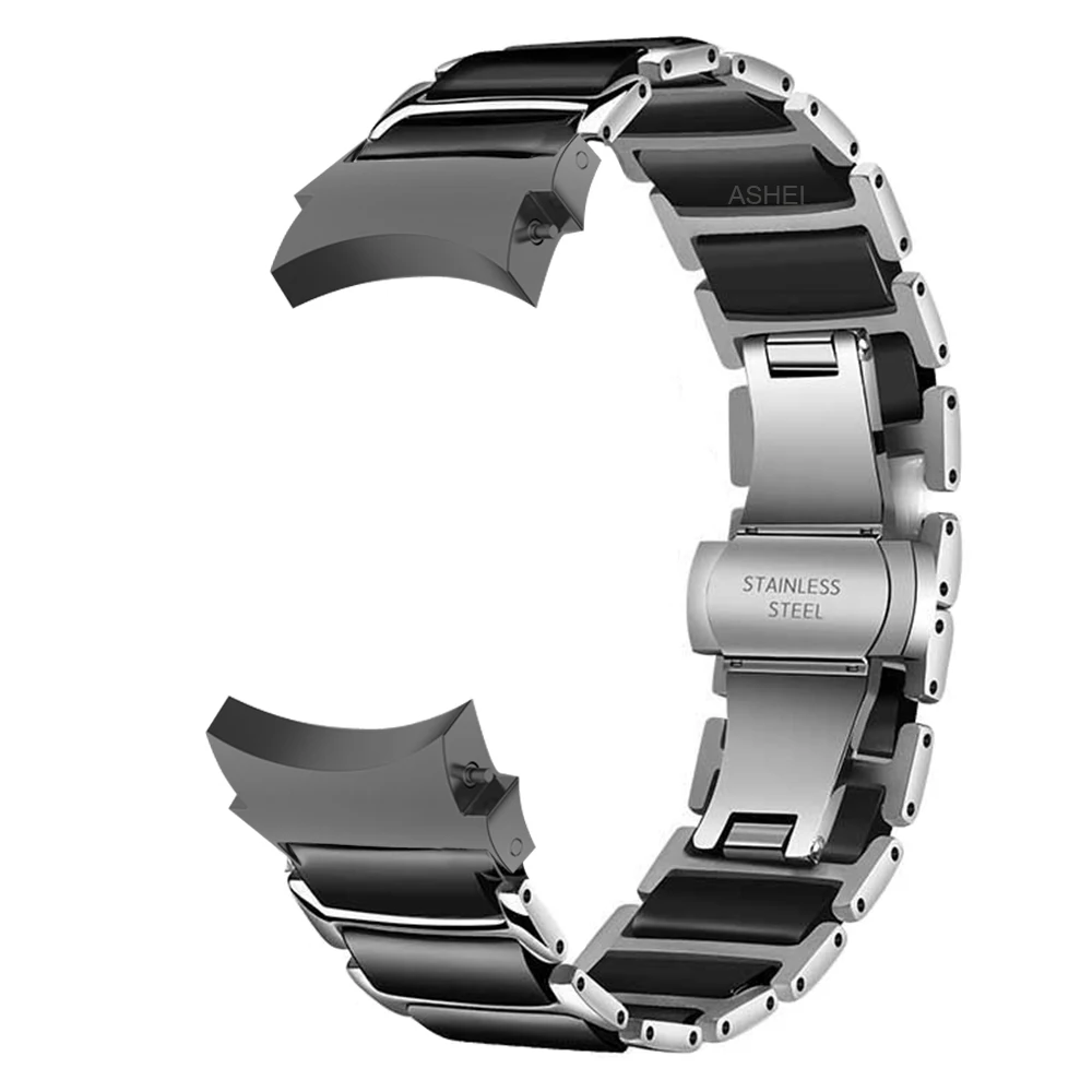 

For samsung galaxy watch 4 5/5 pro band 40mm 44mm watch4 6 classic 46mm 47mm 43mm No gaps strap ceramic steel band 45mm bracelet