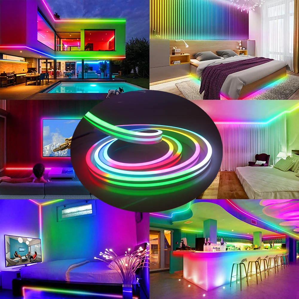 1m 2m 3m WS2812B Silica Gel Flexible LED Neon Lichter For Home Decoration  Shape DIY Pixel Leds Smart RGB 2812 IC IP67 DC5V