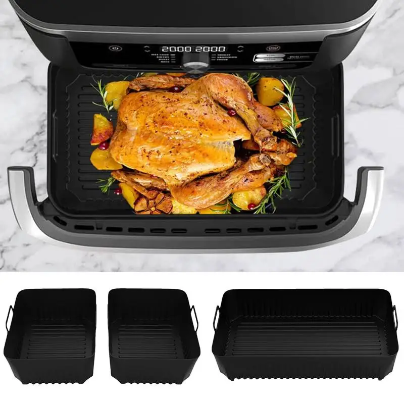 

Silicone Air Fryers Oven Baking Tray Pizza Fried Chicken Airfryer Silicone Basket Reusable Airfryer Pan Liner Accessories Pot