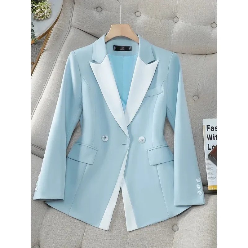 

Fashion Women's Blazer Ladies Autumn Winter Jacket Yellow Red Blue Long Sleeve Female Business Work Wear Formal Coat