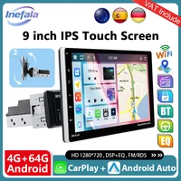 Podofo Autoradio Android 15.0 universel 9 pouces avec Carplay sans fil, écran tactile WIFI, unité centrale Android 1din, BT, DAB+, USB, caméra de recul, systèmes multimédias intelligents pour voiture 1