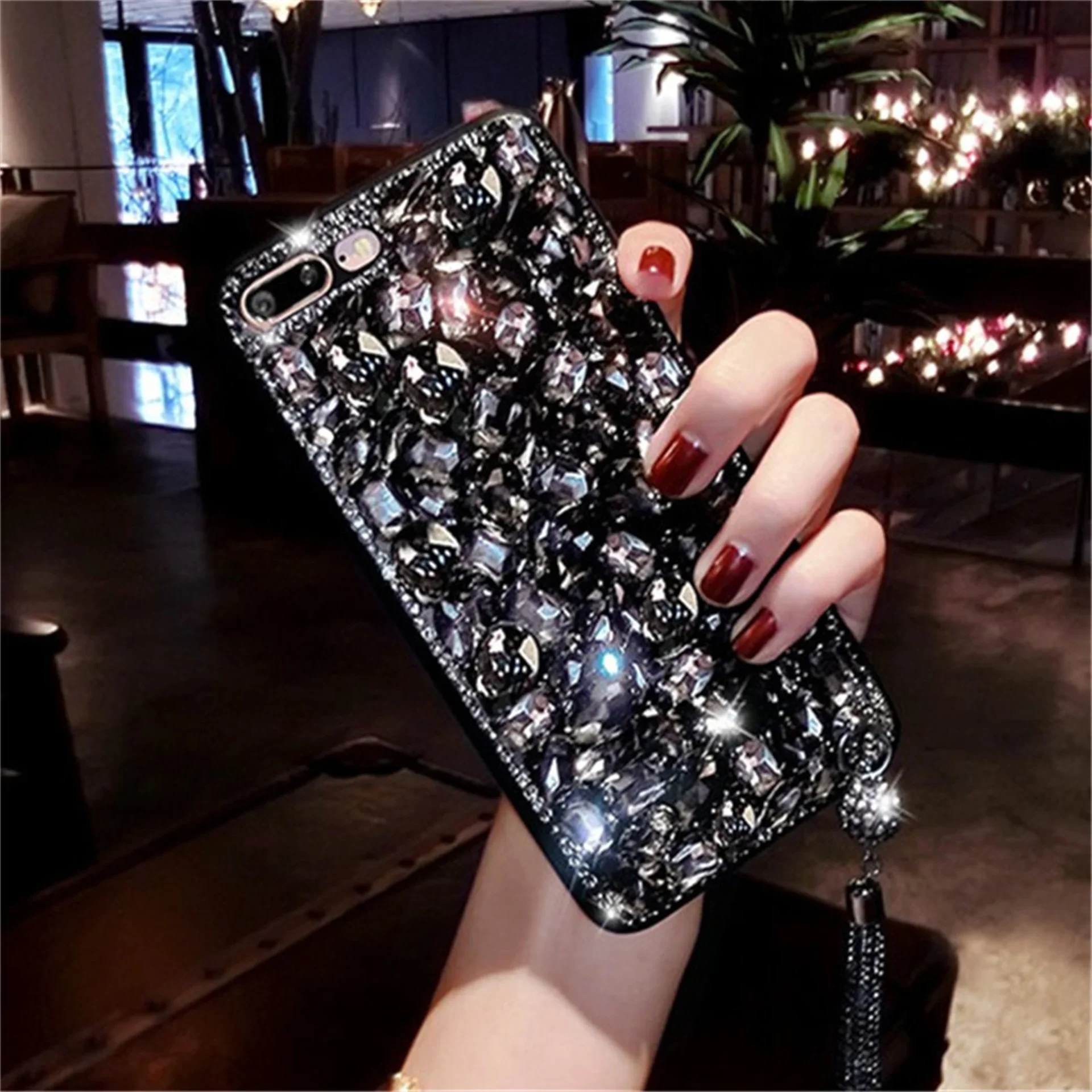 Bling Jewelry Rhinestone Crystal Diamond Soft Phone Case Cover for iPhone, 15, 13, 14, 12, 16Pro, X, 16Plus, XR, XS Max