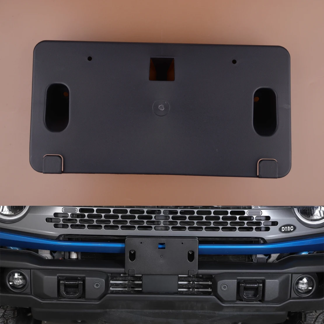 

Рамка держателя кронштейна переднего номерного знака автомобиля подходит для Ford Bronco 2023 2022 2021 Черный ABS