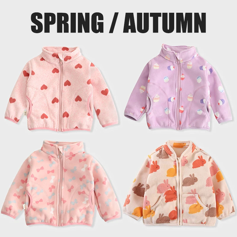 Ircomll Baby Tops Kids Cartoon Pattern Fleece Jacket Baby Girl Clothes Baby Casual Clothing Toddler Outerwear 1-6 Years